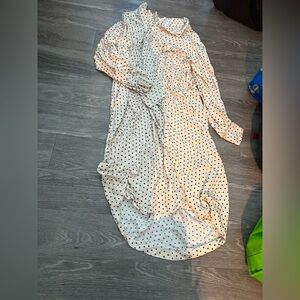 H&M White Polka Dot Long Sleeve Dress